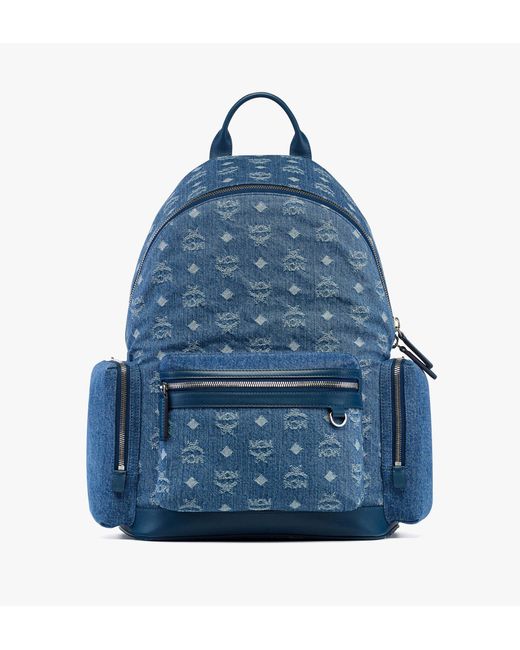 MCM Blue Stark Backpack In Monogram Denim Jacquard for men
