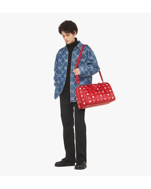 MCM Red Ottomar Weekender Bag In Maxi Visetos for men