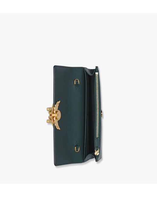 MCM Green Himmel Chain Wallet In Spanish Calf Leather