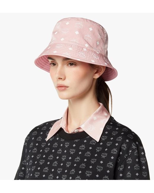 MCM Pink Reversible Bucket Hat