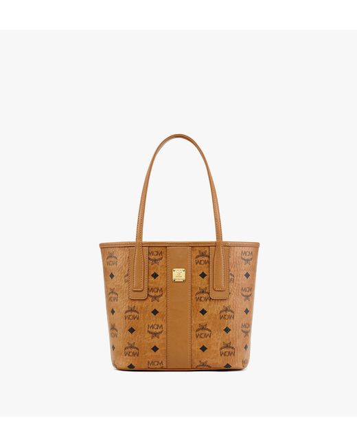 MCM Brown Reversible Liz Shopper In Visetos