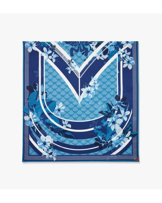 MCM Blue Floral Monogram Pareo