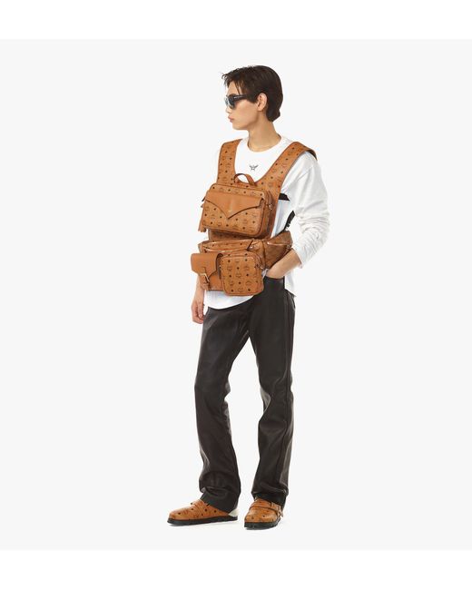 MCM Brown Aren Multi-backpack In Visetos for men