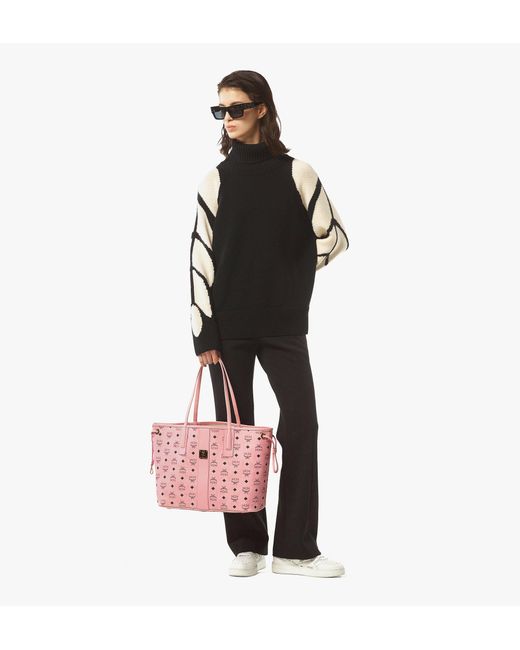 MCM Pink Liz Shopper In Visetos