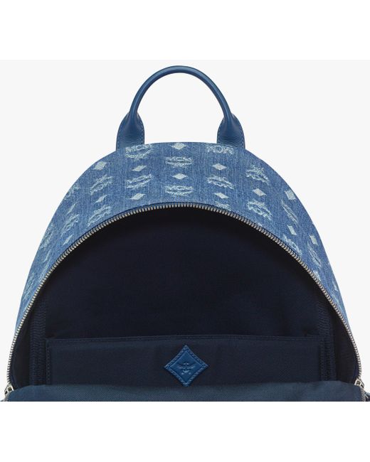 MCM Blue Stark Backpack In Monogram Denim Jacquard for men