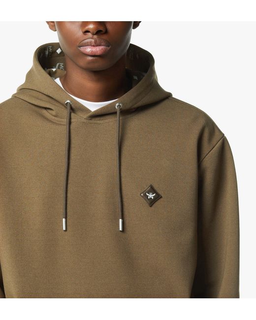 MCM Green Essential Logo Patch Ponte Hoodie for men
