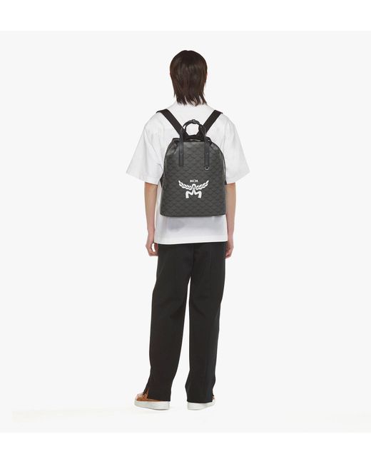 MCM Black Himmel Drawstring Backpack In Lauretos for men