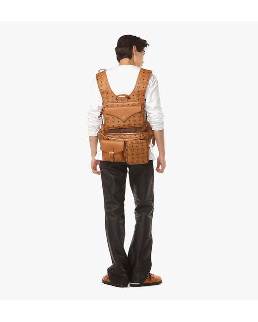 MCM Brown Aren Multi-backpack In Visetos for men