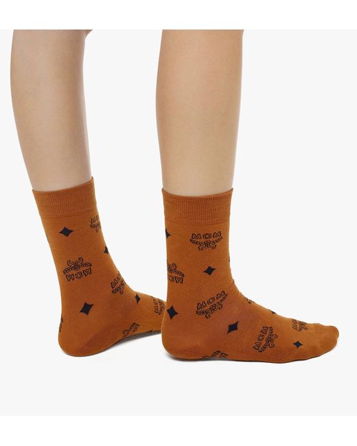 MCM Brown Monogram Knit Socks for men