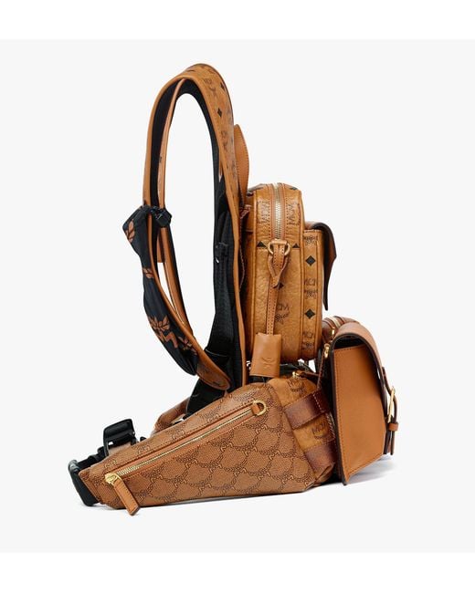 MCM Brown Aren Multi-backpack In Visetos for men