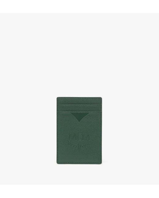 MCM Green Aren Money Clip Card Case In Maxi Monogram Leather for men