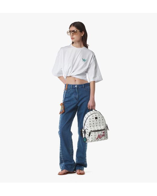 MCM White X Snipes Stark Side Studs Backpack In Visetos for men