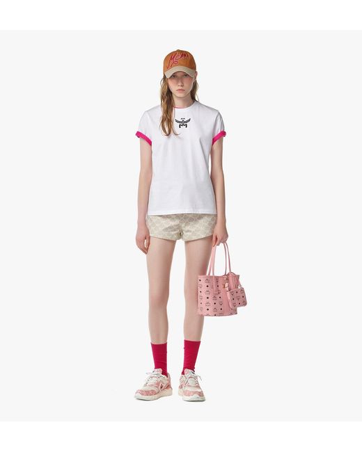 MCM Pink Liz Shopper In Visetos