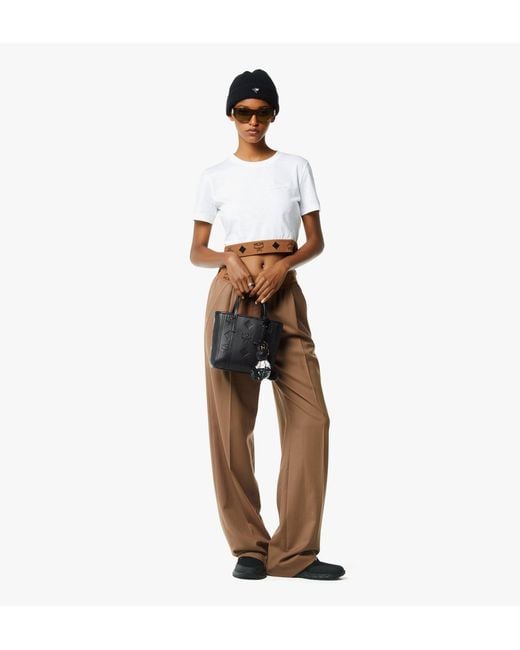 MCM Black Toni Top-zip Shopper In Maxi Monogram Leather