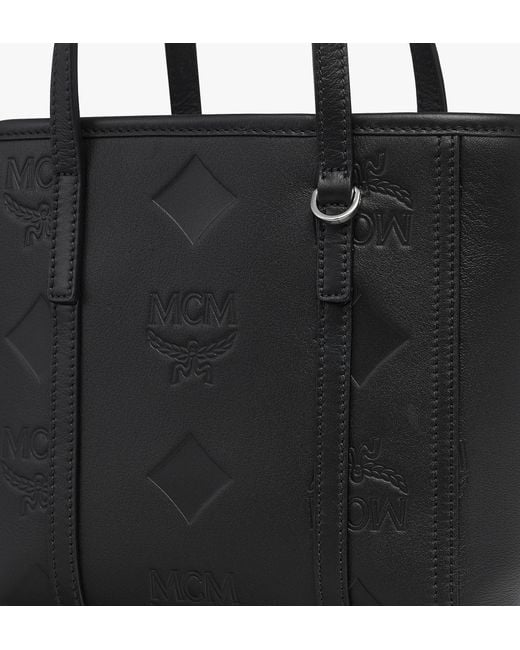 MCM Black Toni Top-zip Shopper In Maxi Monogram Leather