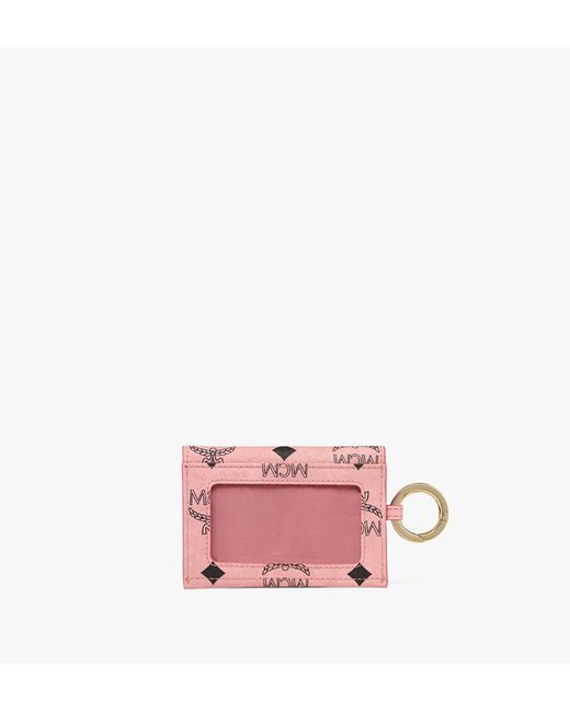 MCM Pink Aren Lanyard Card Wallet In Visetos for men