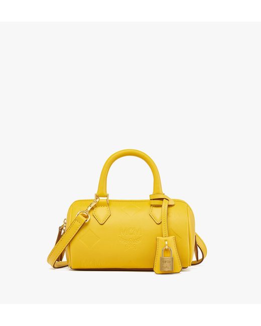 MCM Yellow Ella Boston Bag In Maxi Monogram Leather