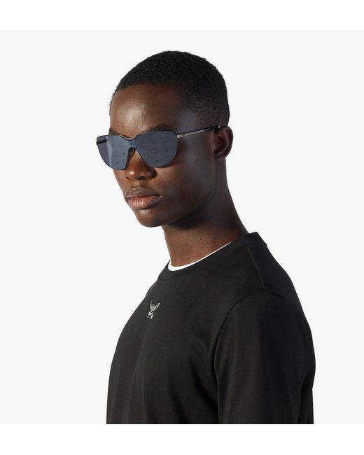 MCM Blue Monogram Shield Sunglasses for men