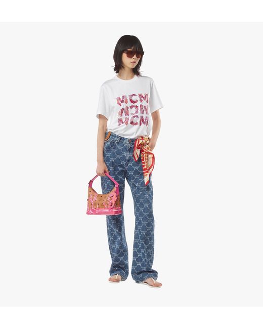 MCM Pink Aren Hobo In Cubic Coral Visetos