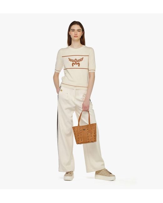 MCM Brown Reversible Liz Shopper In Visetos