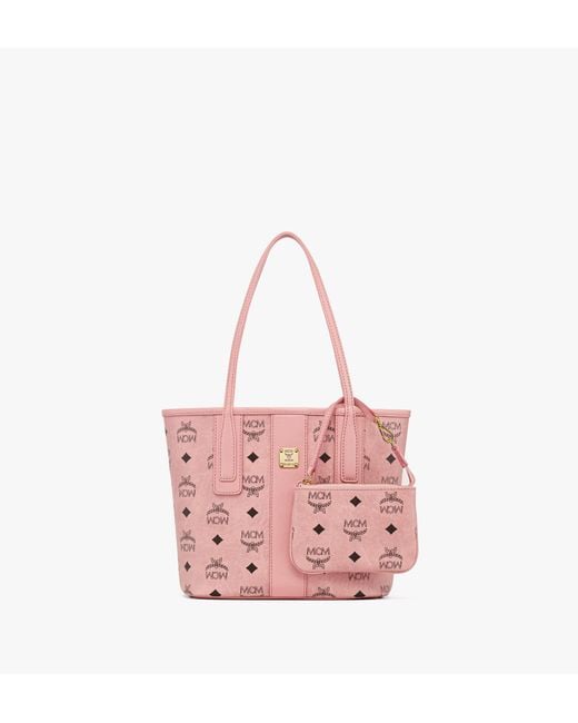 MCM Pink Liz Shopper In Visetos