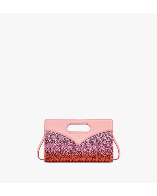MCM Pink Diamond Bag In Sequin Lamb Leather