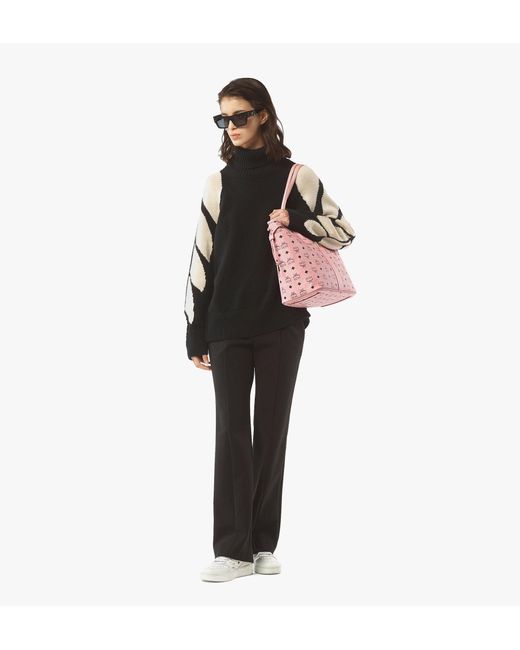 MCM Pink Liz Shopper In Visetos
