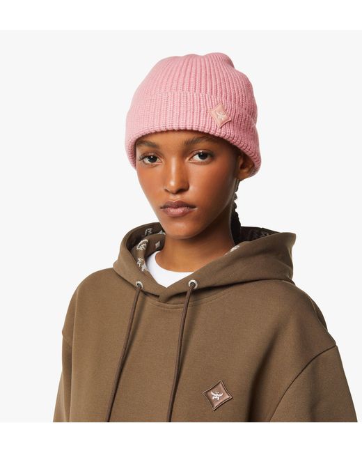 MCM Pink Essential Wool Beanie for men