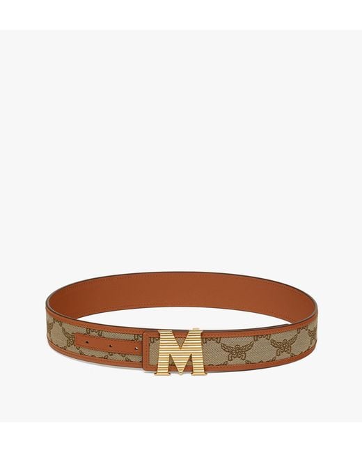 MCM Brown Claus Fluted M Reversible Belt 1.5" for men