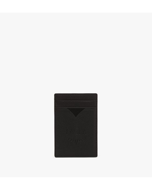 MCM Black Aren Money Clip Card Case In Maxi Monogram Leather for men
