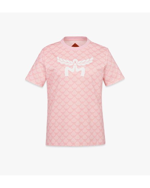 MCM Pink Lauretos Print T-shirt In Organic Cotton
