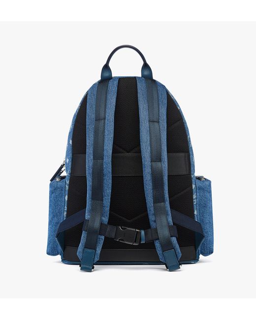 MCM Blue Stark Backpack In Monogram Denim Jacquard for men