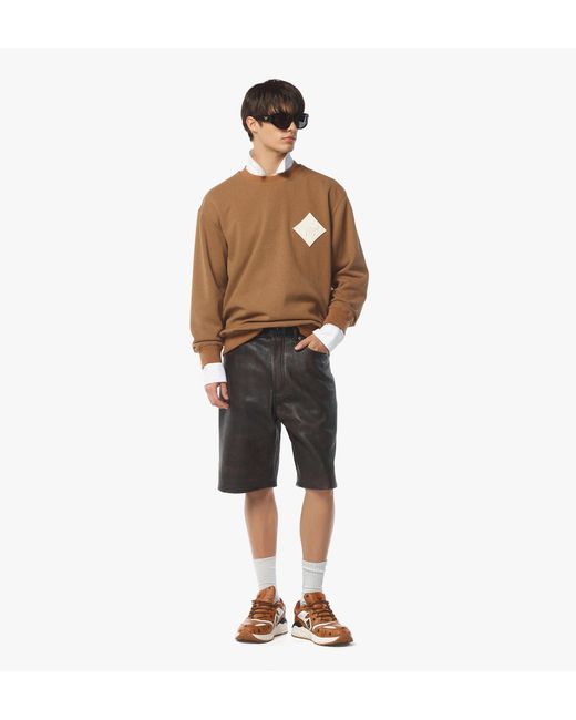 MCM Brown Logo Patch Bouclé Sweatshirt for men