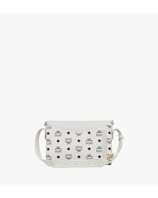 MCM White Diamant 3d Shoulder Bag In Visetos Leather Mix