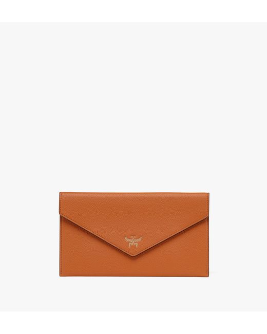 MCM Brown Himmel Continental Pouch In Embossed Leather