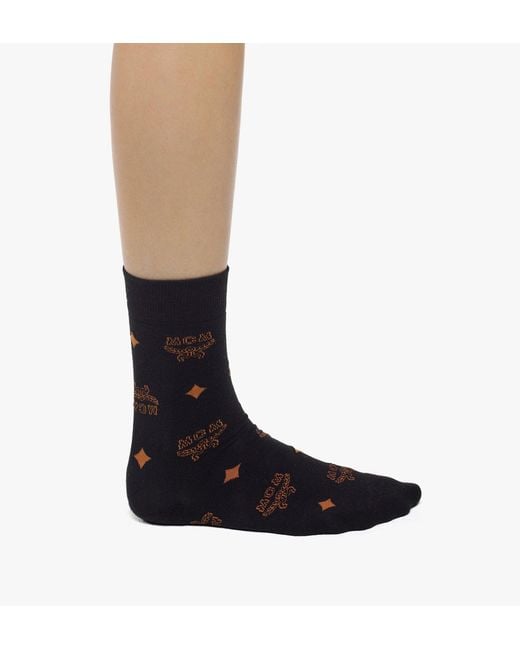 MCM Black Monogram Knit Socks for men