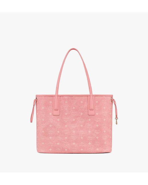 Mcm Medium Liz Reversible Shopper in Blossom Pink Visetos