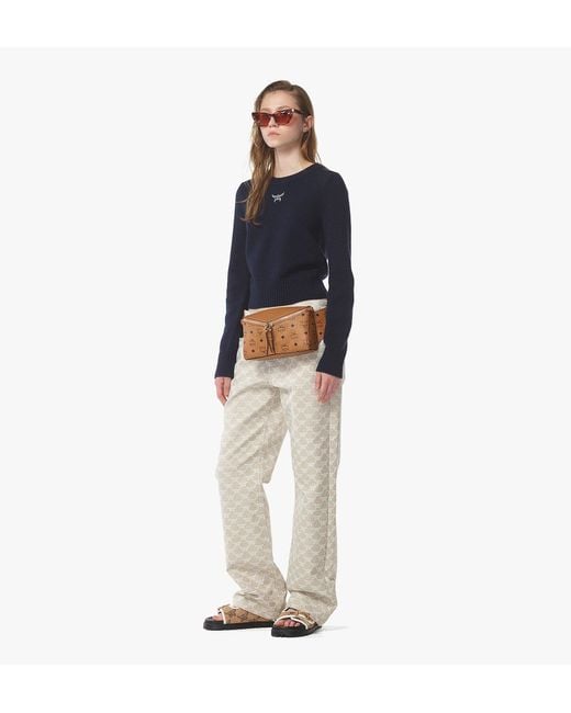 MCM Brown Diamond 3d Belt Bag In Visetos Leather Mix