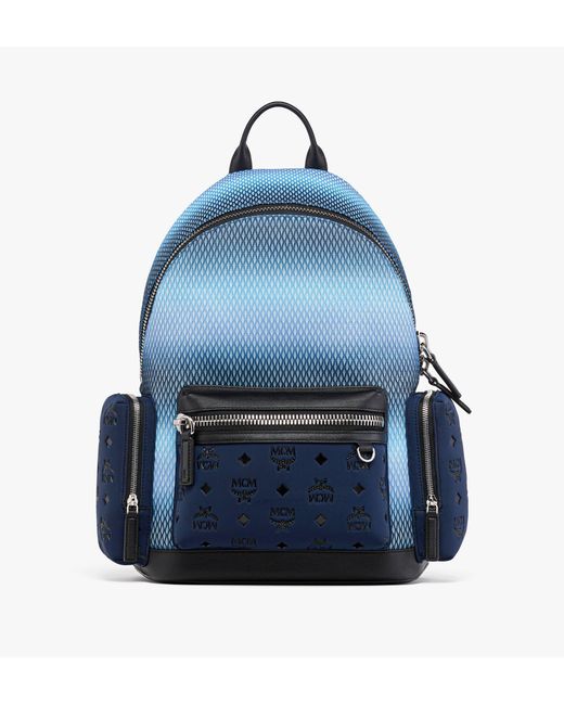 MCM Blue Stark Backpack In Gradation Mesh And Monogram Neoprene for men