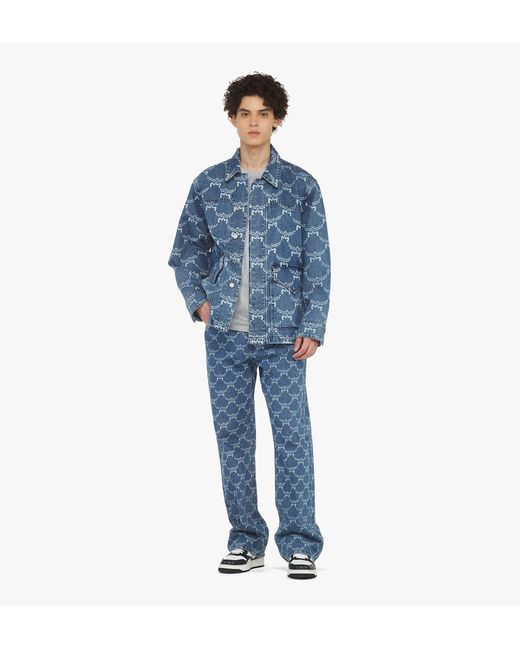 MCM Blue Lauretos Monogram Denim Jacket for men
