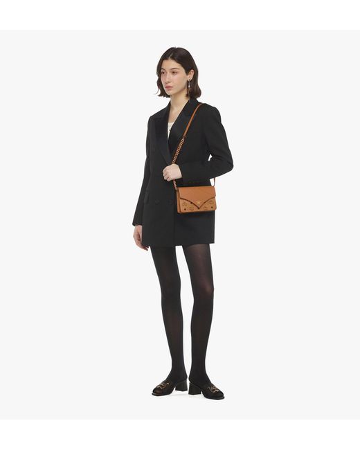MCM Brown Diamond Shoulder Bag In Visetos Leather Mix