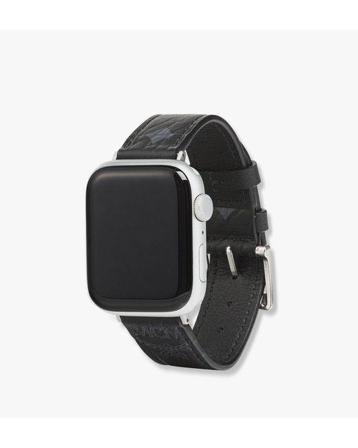 MCM Black Apple Watch Band In Visetos for men