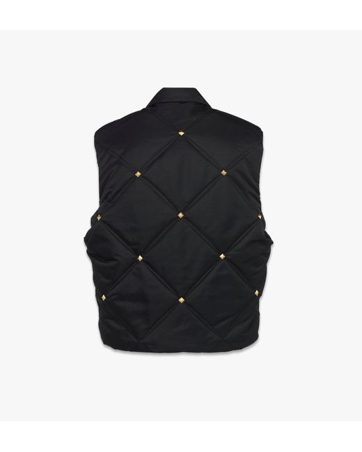 MCM Black Studded Vest In Recycled Nylon for men