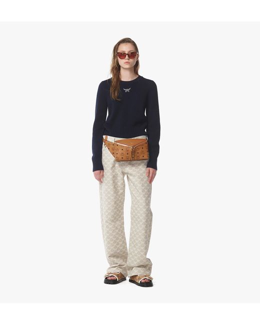 MCM Brown Diamond 3d Belt Bag In Visetos Leather Mix