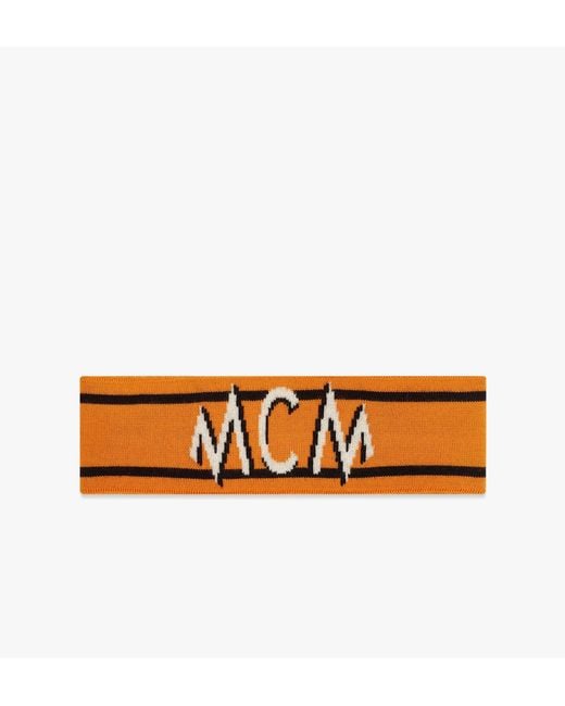 MCM Orange Intarsia Logo Wool Headband for men