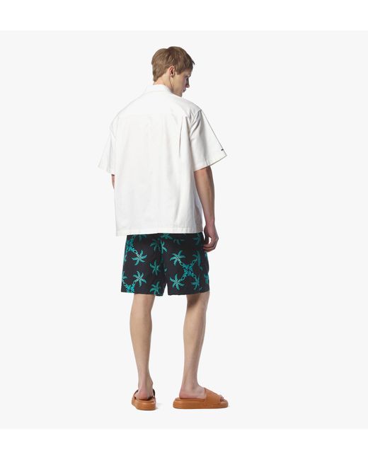 MCM Green Palm Monogram Print Shorts for men