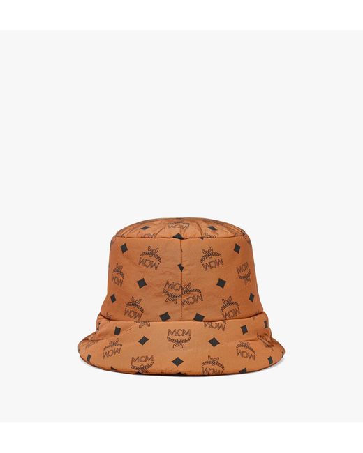 MCM Brown Padded Bucket Hat In Monogram Print Econyl for men