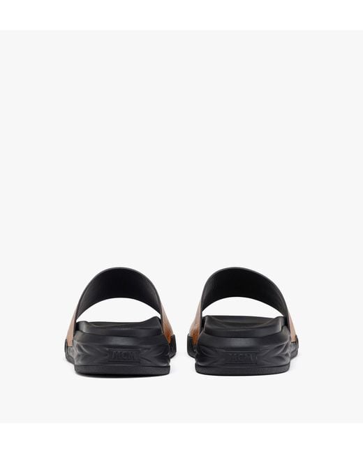 MCM Black Visetos Slide Sandal for men