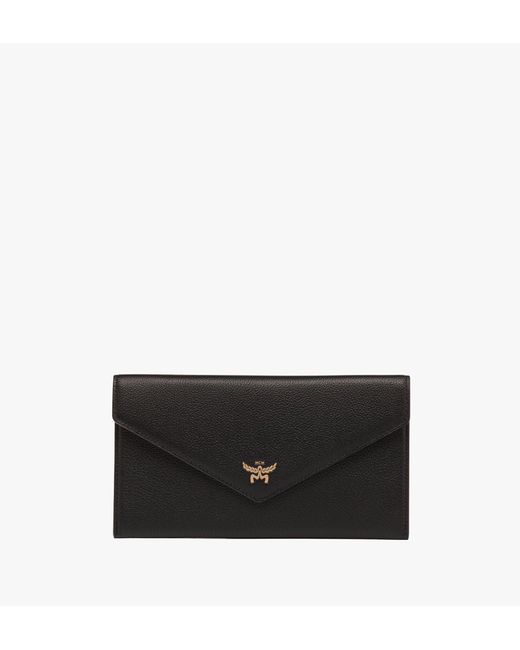 MCM Black Himmel Continental Pouch In Embossed Leather