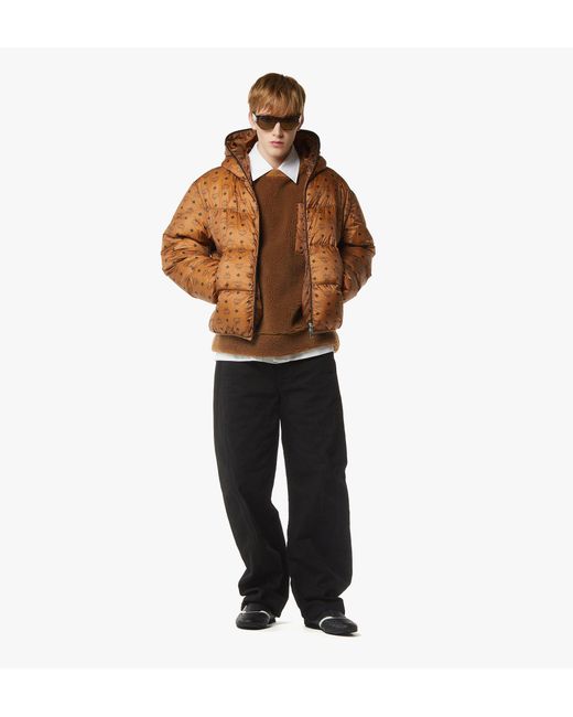 MCM Brown Monogram Ripstop Nylon Puffer Jacket for men